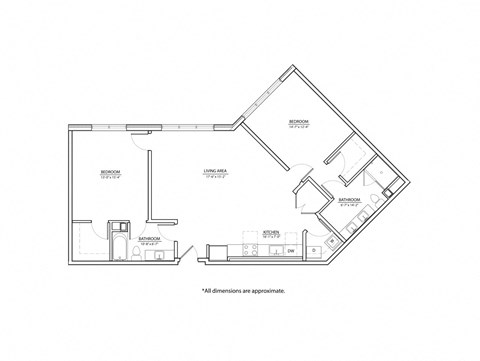 Floor plan for 2 beds, 2 baths, 1246 sqft